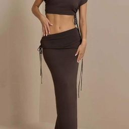 LULU & SKY One-Shoulder Neck  Crop Top & Skirts-image-29