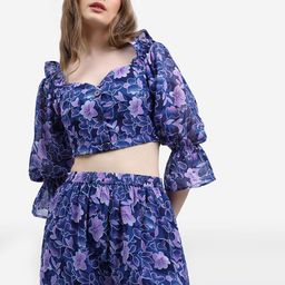 KETCH Floral Printed Crop Top With Shorts-image-53