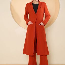 Antheaa Long Coat With Trousers Co-Ords-image-96