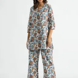 FLAVIA CREATION Printed Pure Cotton Top & Trousers Co-Ords-picture-38
