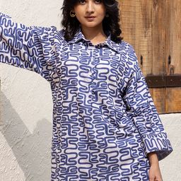 Ambraee Printed Spread Collar Shirt with Trouser Co-Ords-picture-53