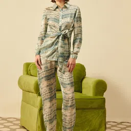 DUSK ATTIRE Printed Shirt Collar Shirt & Mid-Rise Trouser-18