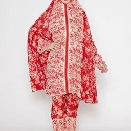 SANASH Collections Printed Hooded Abaya Style Co-Ords-image-2