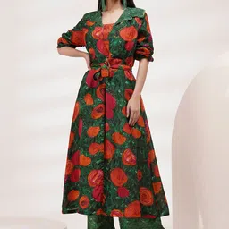 Breathe by Aakanksha Singh Floral Printed Crop Top With Trousers & Jacket-picture-7