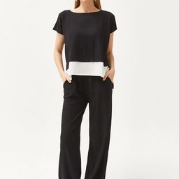 Olalook Round Neck Extended Sleeves Layered Asymmetric Casual T-Shirt With Palazzos-picture-19