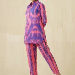 Sangria Tie & Dye Printed Top & Trouser Co-Ord Set-picture-16