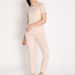 Chkokko Women Beige T-shirt with Joggers-image-59