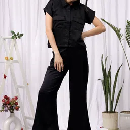 NEUDIS Shorts Sleeves Satin Shirt With Wide Leg Trouser-picture-33