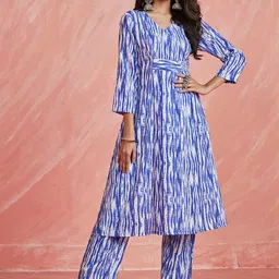 Sangria Printed Pure Cotton A-Line Kurta With Trousers-image-22