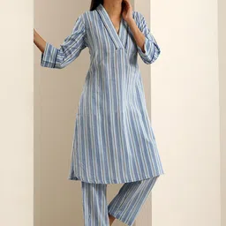 indy Raaga Striped Three Quarter Sleeve Top & Trouser Co-Ords-image-29