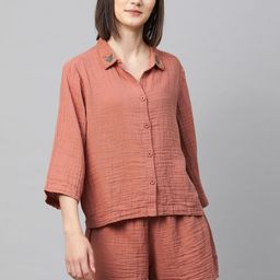 Chemistry Women Rose-Coloured Cotton Night Suit-56