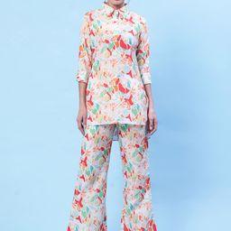 THE52 Floral Printed Cotton & Silk Top With Trousers-picture-57