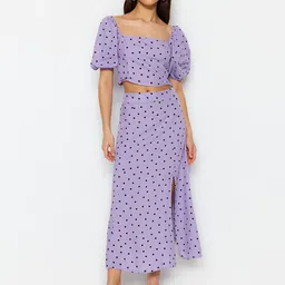 Trendyol Printed Square Neck Top & Skirt Co-Ords-picture-23