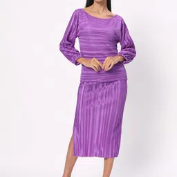 DEPANO Self Designed Boat Neck Pleated Top & Skirt-picture-8