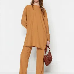 Trendyol Striped Round Neck Top With Trousers-image-6