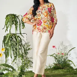 DRESOUL Printed Mandarin Collar Top With Trousers-12