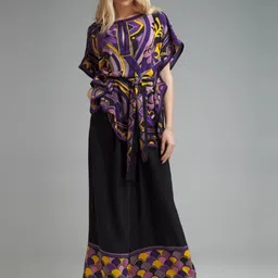 Navvi Printed Keyhole Neck Pure Cotton Top With Palazzo-image-75