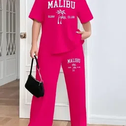 My Swag Printed Round Neck T-Shirt With Trousers Co-Ords Set-picture-31