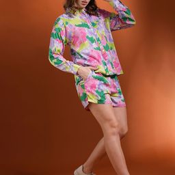 Globus Pink Tie Dye Long Sleeves Shirt With Short-20