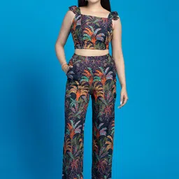 OCTICS Floral Printed Crop Top With Trouser-picture-55