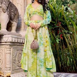 Mitera Printed Top & Palazzo with Shrug-16