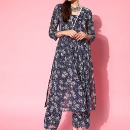 Varanga Women Floral Printed Square Neck Empire A-Line Kurta with Palazzo-image-95