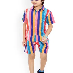 BAESD Boys Striped Pure Cotton Shirt & Shorts-image-91