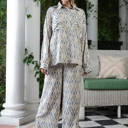 SANSKRUTIHOMES Printed Collar Comfort Fit Neck Shirt & Mid-Rise Trouser-picture-54