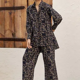 Ambraee Abstract Printed Shirt With Palazzos-image-26