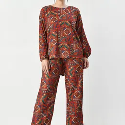 BAESD Printed Shirt Collar Tunic With Trouser-85