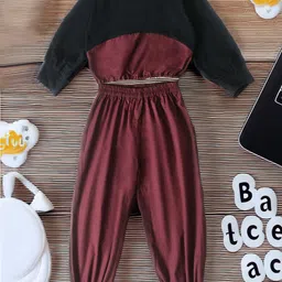 BAESD Girls Colourblocked Cotton Top with Trousers-image-76
