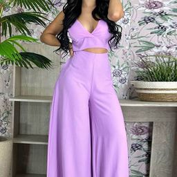 LULU & SKY  V-Neck Sleeveless Crop Top & Palazzos-image-61