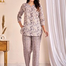 MISS REKHA Pure Cotton Printed Top With Trousers Co-Ords-picture-30