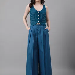TRYMISFIT Sleeveless V-Neck Waistcoat & Flared Palazzo Co-Ords-picture-36