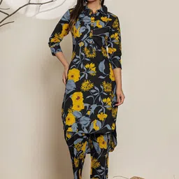 Yufta Printed Pure Cotton Shirt Collar Top With Trousers Co-Ords-picture-12