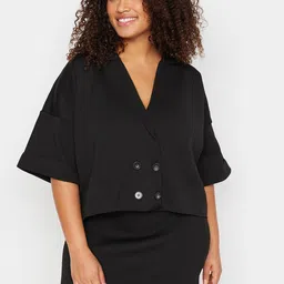 Trendyol Plus Size Lapel Collar Top & Skirt-10