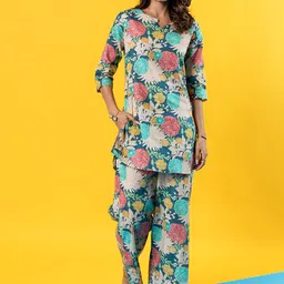 HUKUM Floral Printed Tunic & Trousers Co-Ords Set-picture-58