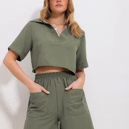 Trend Alacati stili T-shirt With Short Co-Ords-56