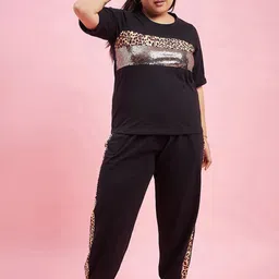 AUSTIVO Plus Size Animal Printed T-Shirt With Jogger-46