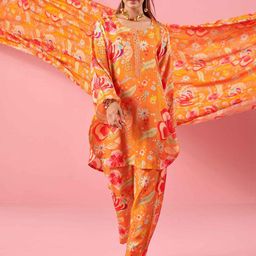 KARAJ JAIPUR Printed Round Neck Tunic & Trouser-image-12