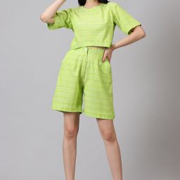 Jilmil Checked Pure Cotton Top & Shorts Co-Ords-picture-42