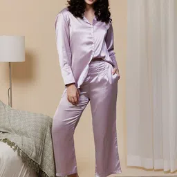 Urban Sundari Satin Shirt With Plated Trousers Co-Ords-picture-27