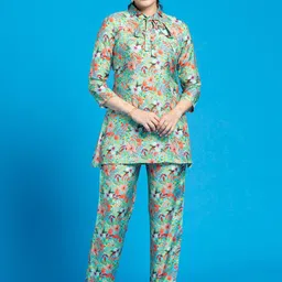 OCTICS Floral Printed Top With Trousers Co-Ords-picture-12