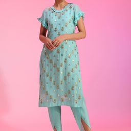 KUDI PATAKA Embellished Short Sleeve Tunic With Slip & Trouser Co-Ords-picture-10