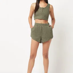 HOUSE OF S Round Neck Sleeveless Ribbed Top & Slip-On Shorts-image-69
