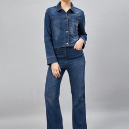 Chemistry Washed Spread Collar Shirt With Flared Trouser-image-11