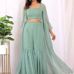 LABEL KANUPRIYA Printed Top & Sharara Shrug-image-16