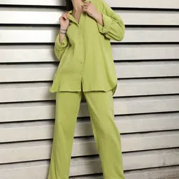 High Star Long Sleeves Pure Cotton Top With Trousers-image-84