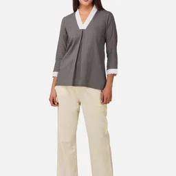 BAESD V-Neck Pure Cotton Lace Top & Trousers-image-42