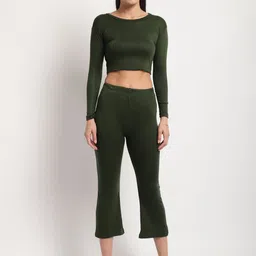 Miaz Lifestyle Pure Cotton  Round Neck Top & Flared Track Pant Co-Ords-image-30
